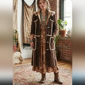 Sale Wilsons Vintage Maxima Hooded Trench Leather 100% Rabbit Fur Hood Lining